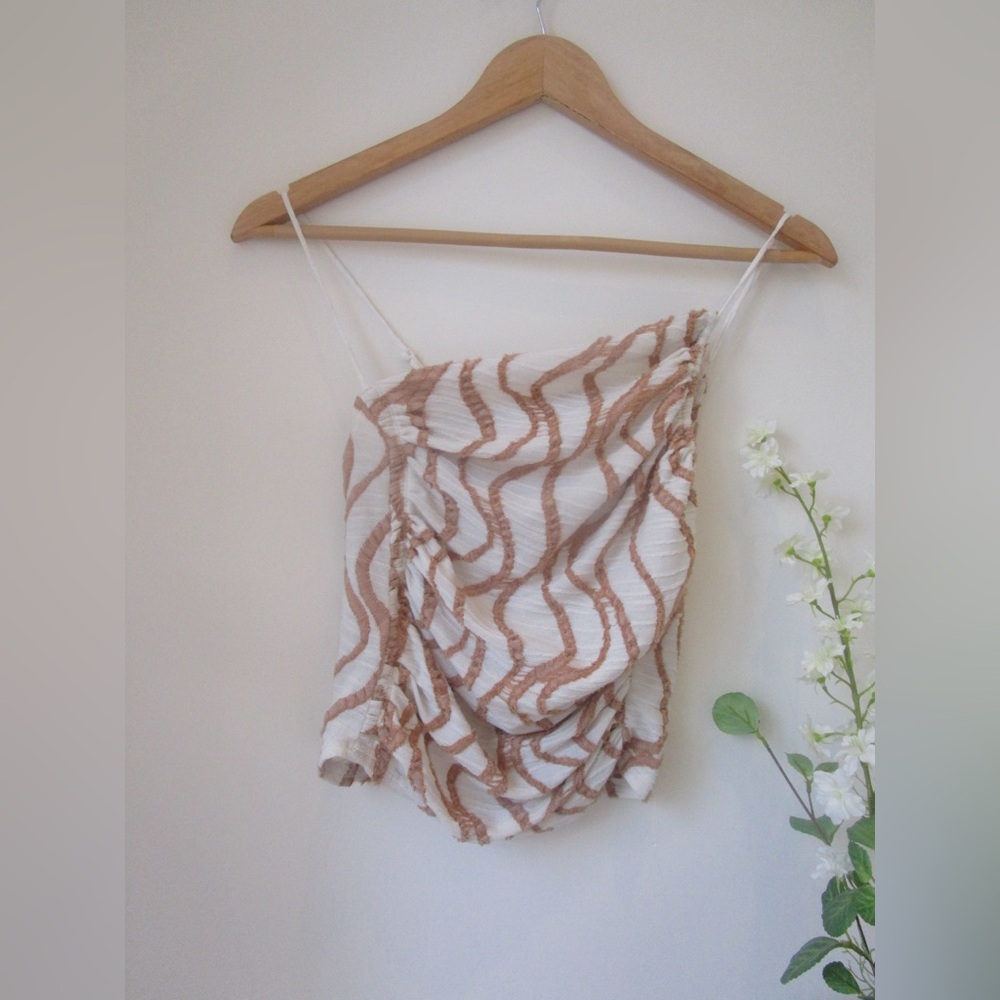 Free People Brown and White Swirl Tank Top